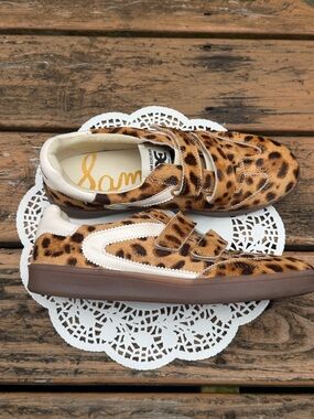 Sam Edelman Leopard Print Velcro Sneakers in Brown and Cream